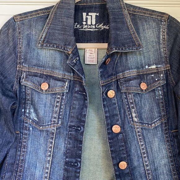 Lightly Distress Denim Jacket By IT Jeans - Picture 3 of 7